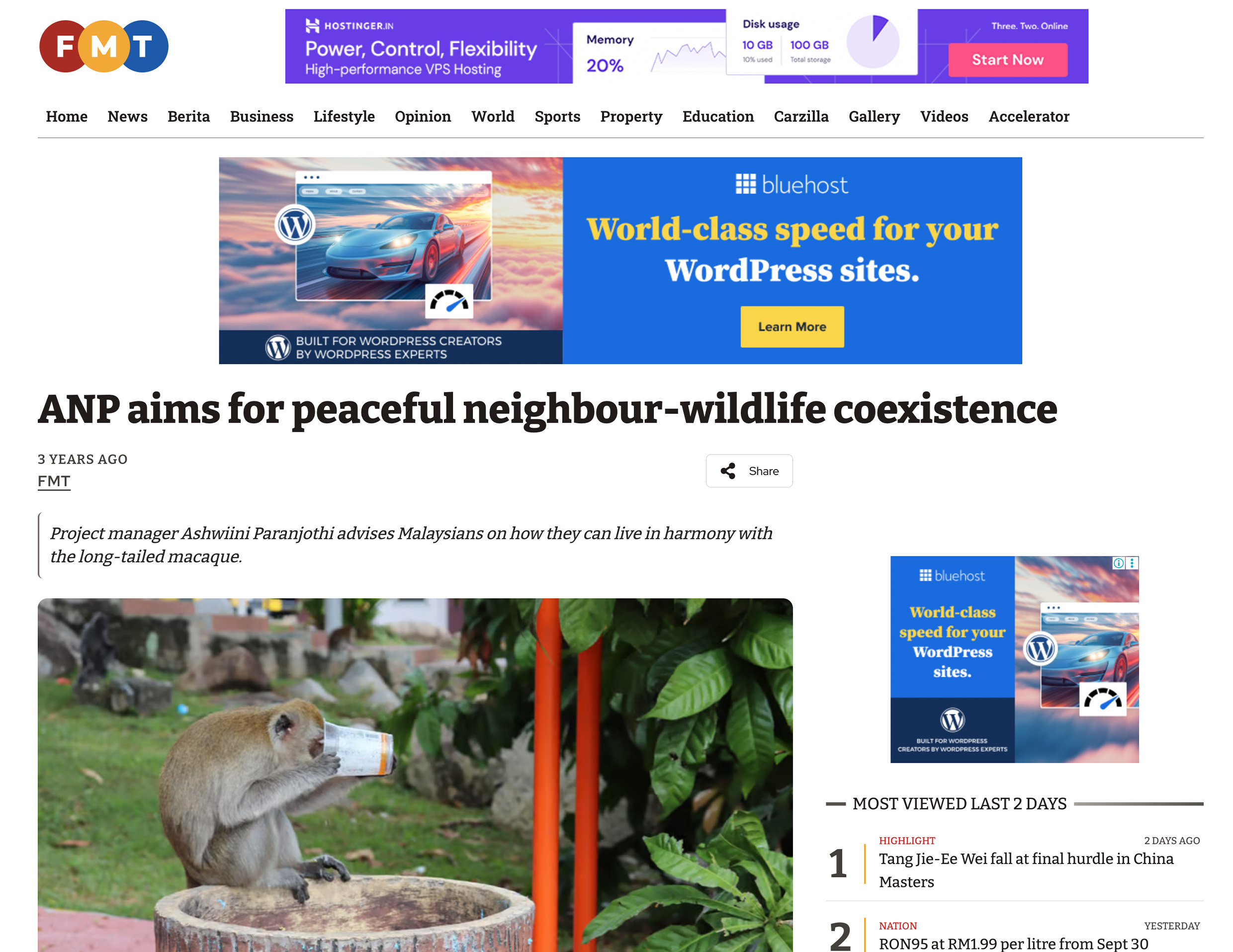 Read more about the article Free Malaysia Today: ANP aims for peaceful neighbour-wildlife coexistence